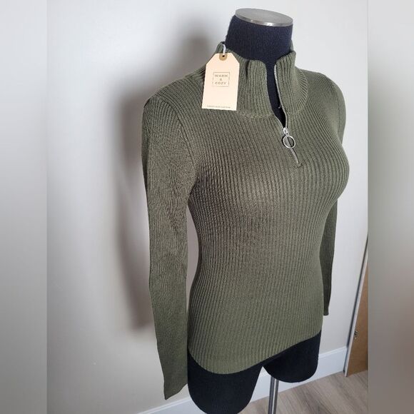 NEW Love Tree Warm & Cozy Sweater Green Sage Olive Ribbed Stretchy Medium - Picture 3 of 8